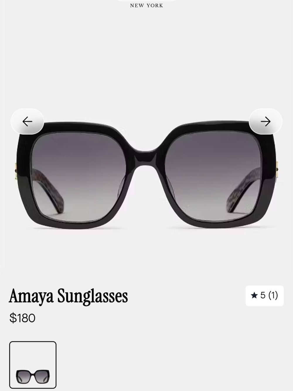 kate spade Amaya Oversized Square Sunglasses – Black with Gray Gradient